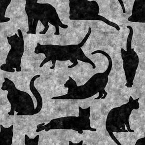 Black Cat Catastrophe Cat Pattern in Gray