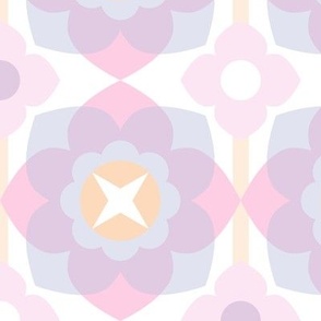 pastel modern graphic 6 inch floral design in pink lilac peach kitchen wallpaper girls room bedding