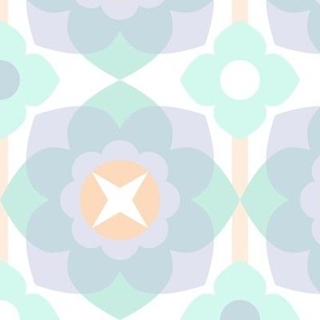 pastel modern graphic 6 inch floral design in aqua lavender peach kitchen wallpaper gender neutral bedding