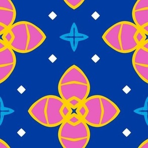 Petal Parade // x-large print // Neon Berry Blast Flowers on True Blue