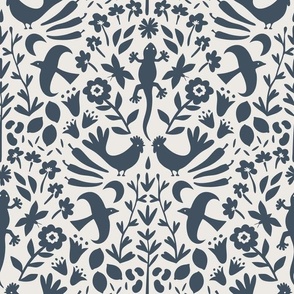 Nature's Fiesta (medium), off-white and inky navy blue