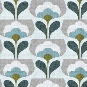 Welcoming blooms-teal-large-mid century modern