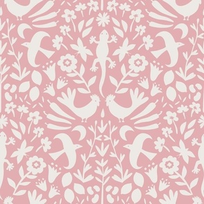Nature's Fiesta (medium), soft pink and off-white