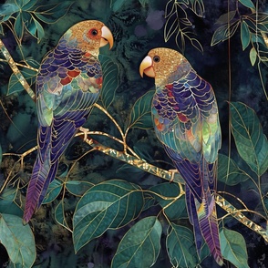 Parrots in the Evening Jungle