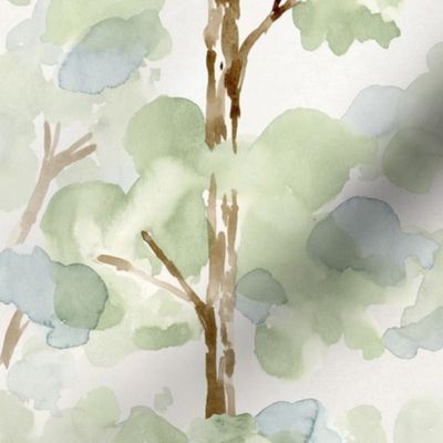 Watercolor Forest in mist