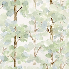 Watercolor Forest in mist