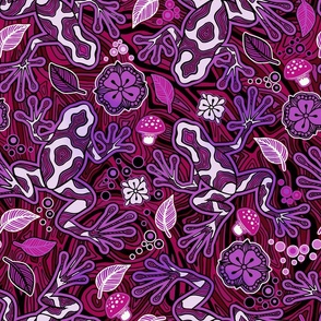 Hawaiian Pink Neon Poison Dart Frog Psychedelic, Vector Seamless Pattern