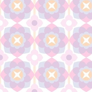 pastel modern graphic 3 inch floral design in pink lilac peach kitchen wallpaper girls room bedding