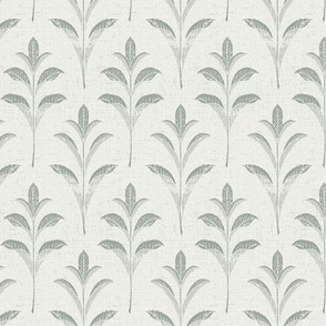 (small 2.4x3.6,textured) Laurel Branch / Block Print Effect / Silvery Grey on Off-white WGD-130 Victorian Lace palette /small scale 