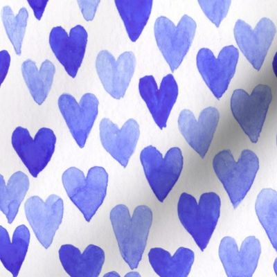 Watercolor Blue Hearts