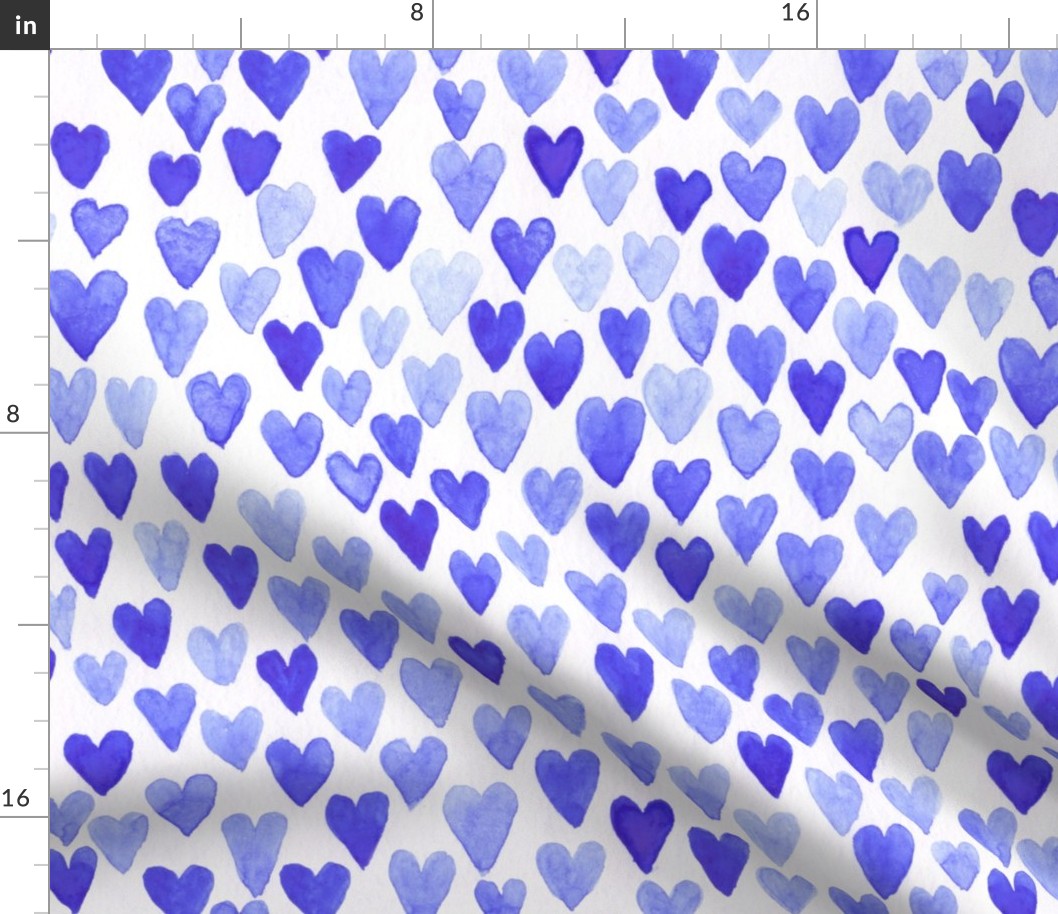 Watercolor Blue Hearts