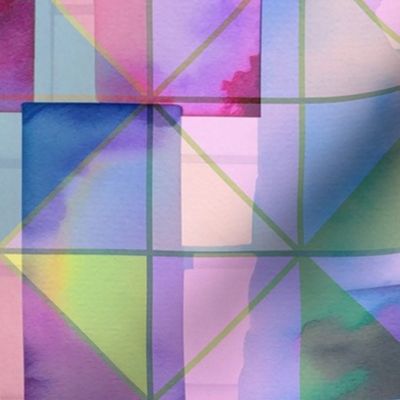 Abstract Watercolor Pastel Geometric Stained Glass Digital Art Design
