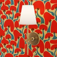 Groovy Retro Mushrooms - Blue + Red