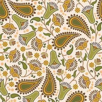Paisley Green Retro Fabric, Wallpaper and Home Decor | Spoonflower