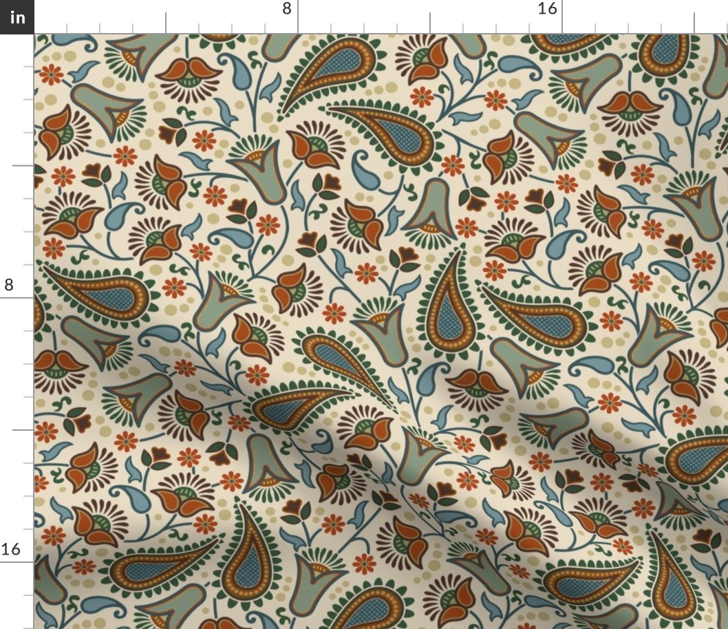 Godavari Floral Paisley Pale Almond Large 