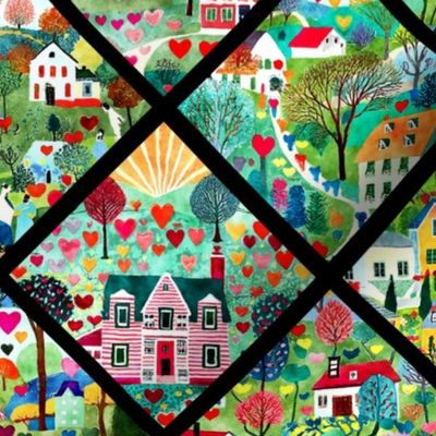 Bigger Folk Art Town Patchwork