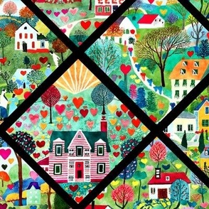 Bigger Folk Art Town Patchwork