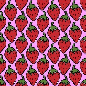 Strawberry Berries red green pink || cute fruit