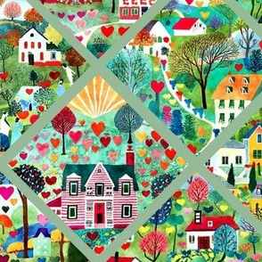 Bigger Folk Art Town Patchwork