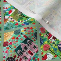 Smaller Folk Art Town Patchwork