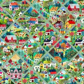 Smaller Folk Art Town Patchwork