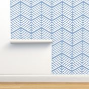 Blue-Gray Boho Chevron Stripes in Blue-Gray and White - Jumbo - Coastal Boho, Blue Coastal, Boho Blue