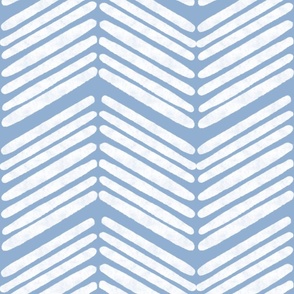 Blue-Gray Boho Chevron Stripes in Blue-Gray and White - Jumbo - Coastal Boho, Blue Coastal, Boho Blue