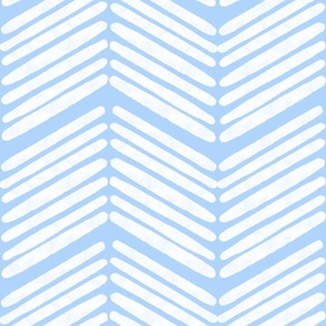 Blue Boho Chevron Stripes in Pastel Azure Coastal Blue and White - Jumbo - Coastal Boho, Blue Coastal, Boho Blue