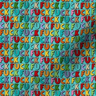 Small Scale Colorful Chunky Fuck Swear Words in Blue