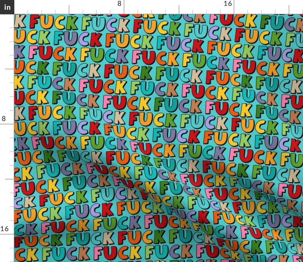 Large Scale Colorful Chunky Fuck Swear Words in Blue