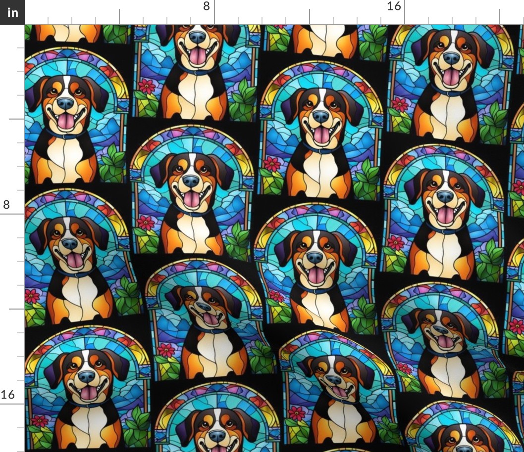 sunsetworks_happy_Entlebucher_Mountain_Dog_in_stained_glass