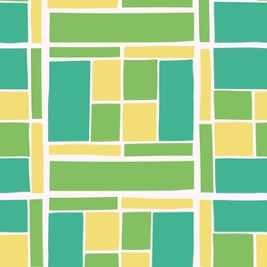 Large - Tennis Court - Geometric Tennis - Tennis Court Plaid - Tennis Checkers - Yellow and Green