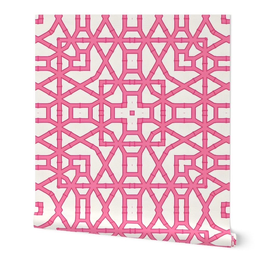 Preppy pink bamboo lattice