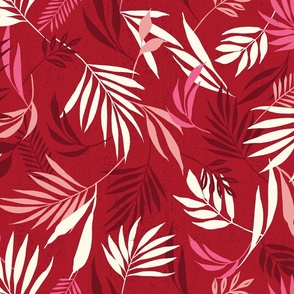 L-2A-FRONDLY_2A--valentines-palm leaf-palm fronds-caribbean-tropical-peach-pink-red- textured-leaves