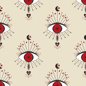 Mystic moon goddess eye - black, red and beige - large scale