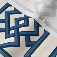 Preppy lattice in navy blue and white