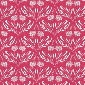 M-PAINT ME FLORAL-6A--damask-red-pink-peach-elegant floral-leaves-botanical-home decor-damask-vintage floral