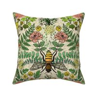 Honey Bees, Flowers and Trees (Cream large scale) 