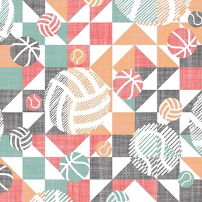 Court balls on quilted background