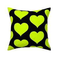 Neon lime hearts on black