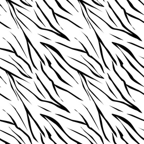 Narrow abstract tiger stripes, black on white