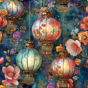 Magnificent Japanese Flower Garden Paper Lanterns