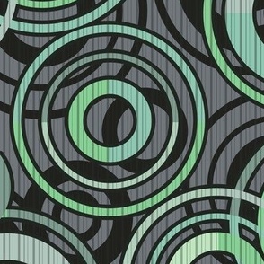 Retro pattern circles rings gray green
