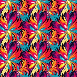 Vibrant Floral Whirl Seamless Pattern