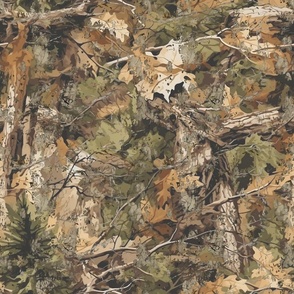 Autumn Camouflage Seamless Pattern - Natural Woodland Textile Design