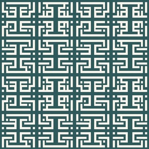 Mint Geometric Labyrinth Seamless Pattern - Contemporary Maze 