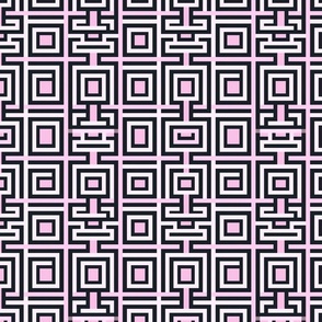 Chic Geometric Labyrinth Seamless Pattern - Soft Pink and Dark Mauve Design