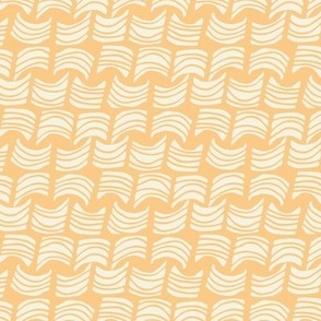 Fish Bits Abstract Shapes Geometric Custard Yellow and Ivory