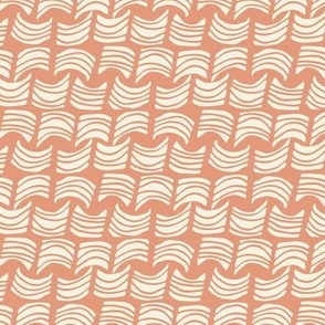 Fish Bits Abstract Shapes Geometric Salmon Pink and Ivory