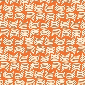 Fish Bits Abstract Shapes Geometric Orange and Ivory